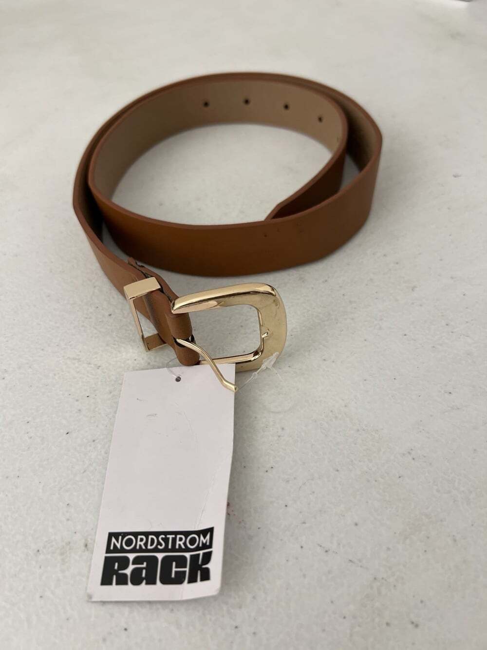 Nordstrom Rack Brown Faux Leather Gold Buckle Belt Adjustable